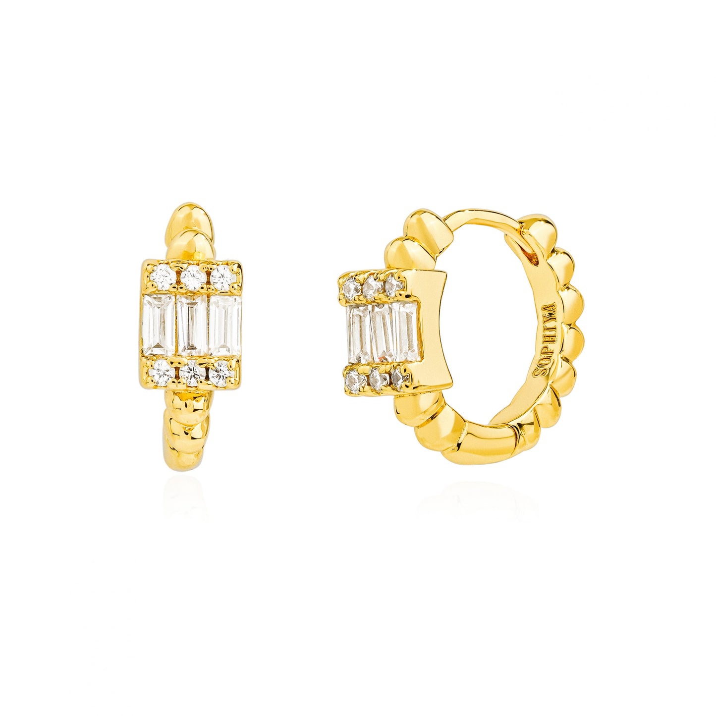 fine 18k gold plated earrings cz stud, gorgeous spiral textured earrings