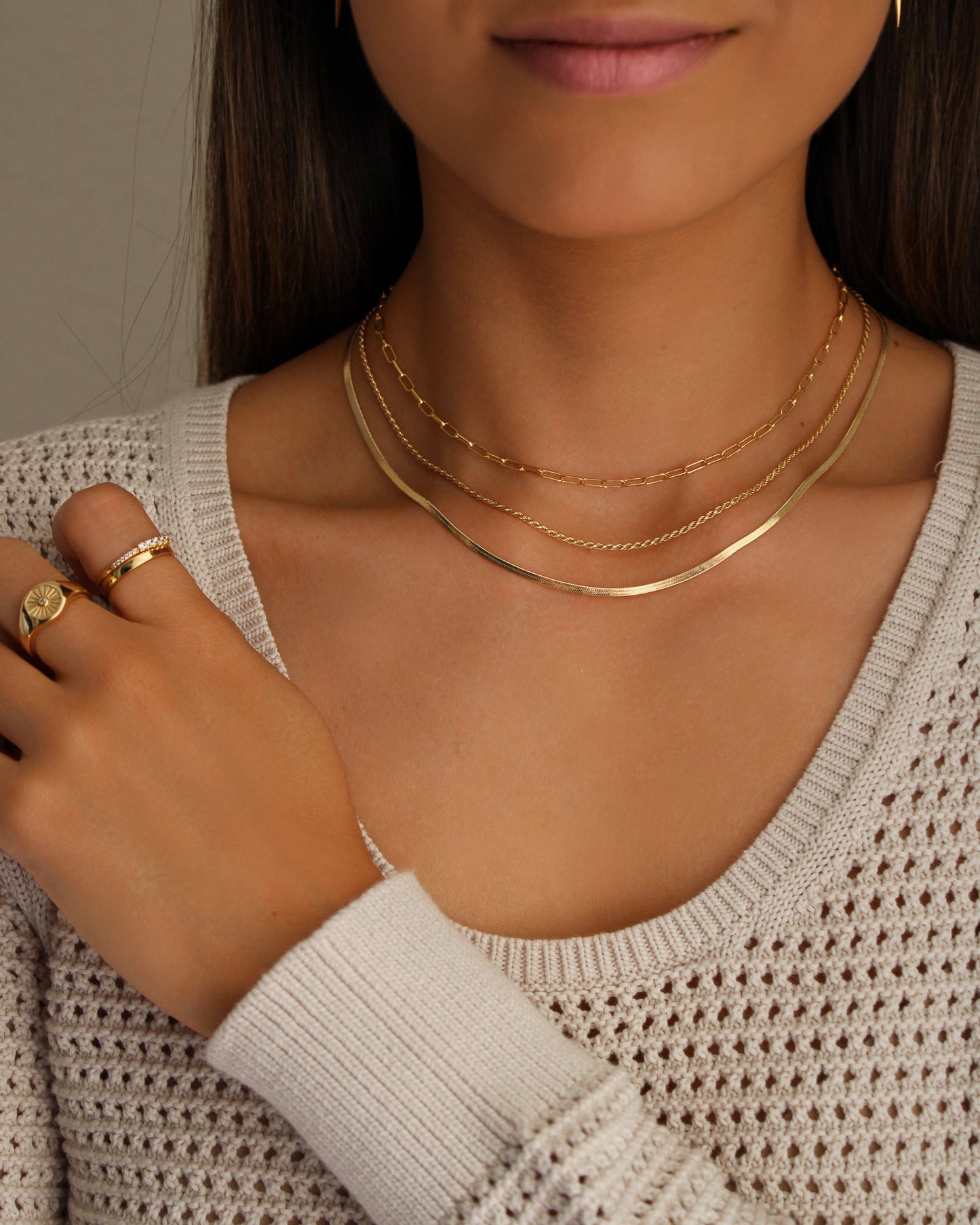gold filled link chain signet ring sophiya jewelry classic trendy minimal