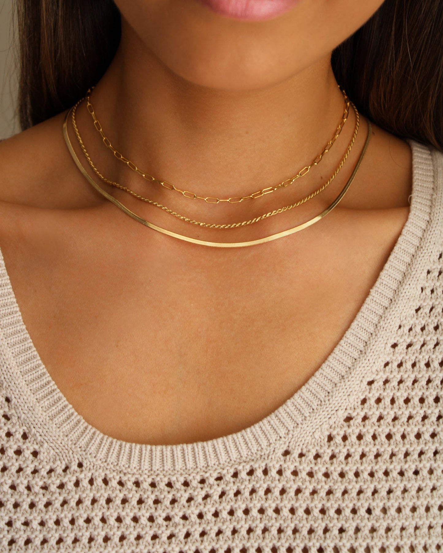 layering chains link chain snake chain twist chain gold sterling silver