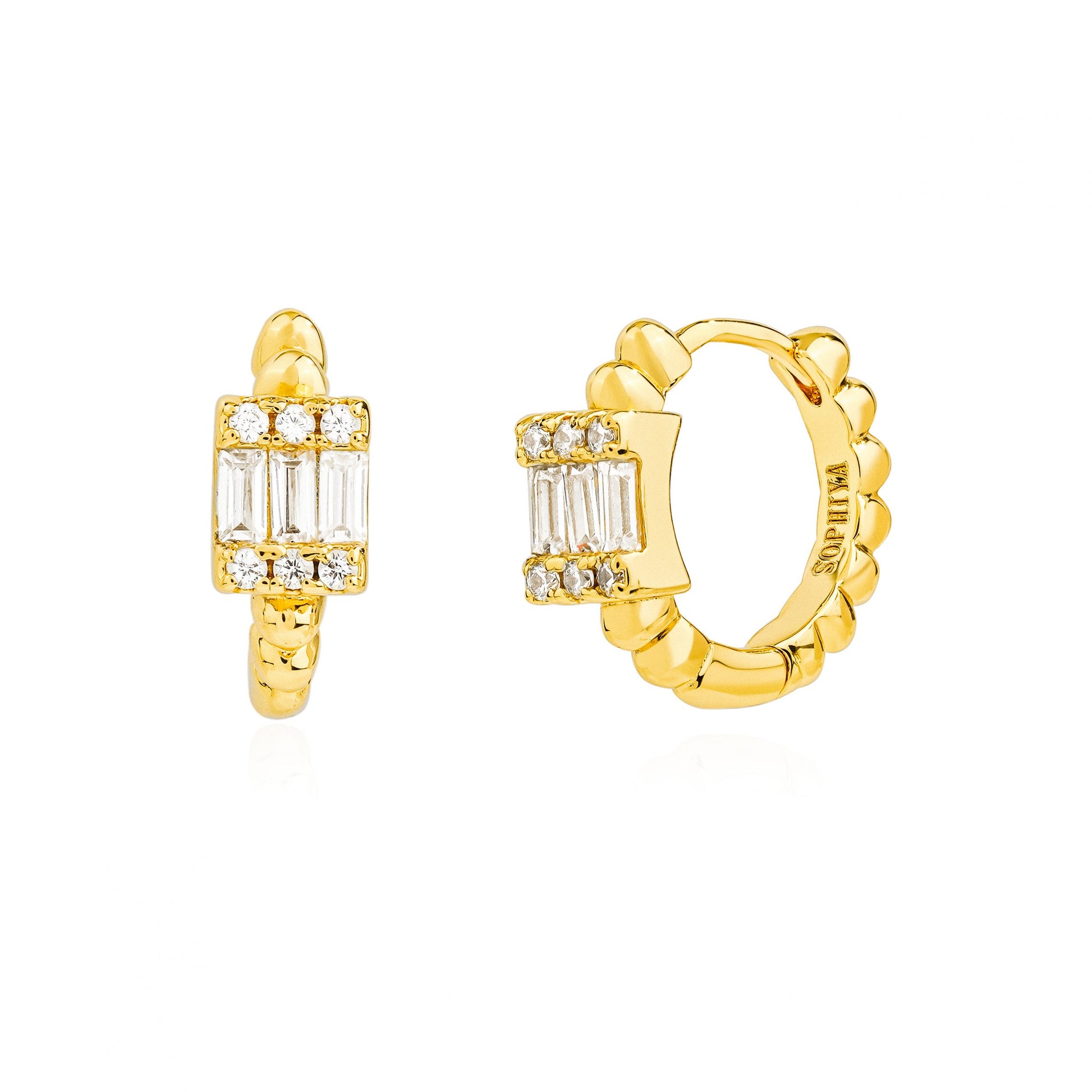 fine 18k gold plated earrings cz stud, gorgeous spiral textured earrings