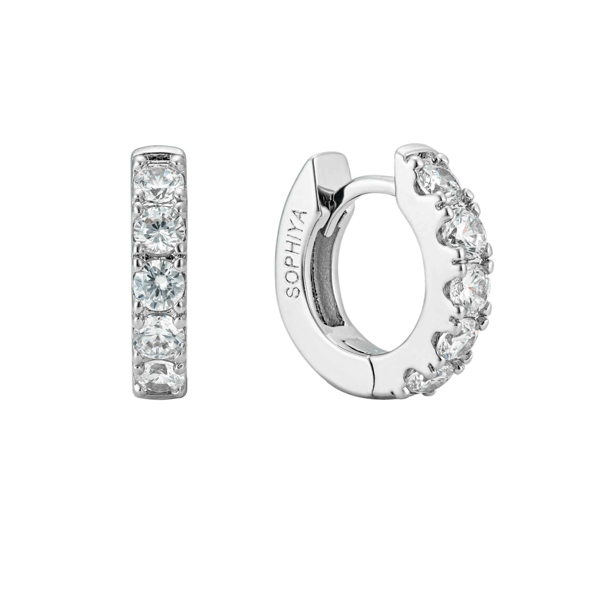 luxury silver huggie earrings close up showing quality and fine details