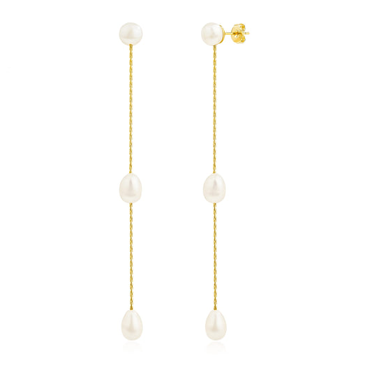 18k gold plated pearl drop earrings minimal occassion wear elegant