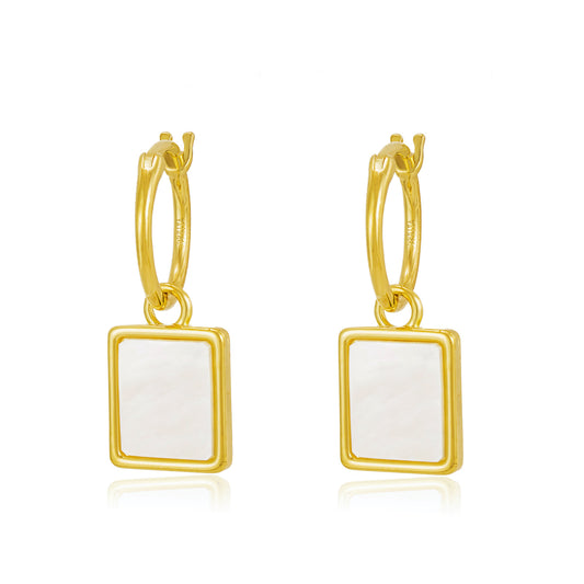 pearl square earrings gold plated jewelry