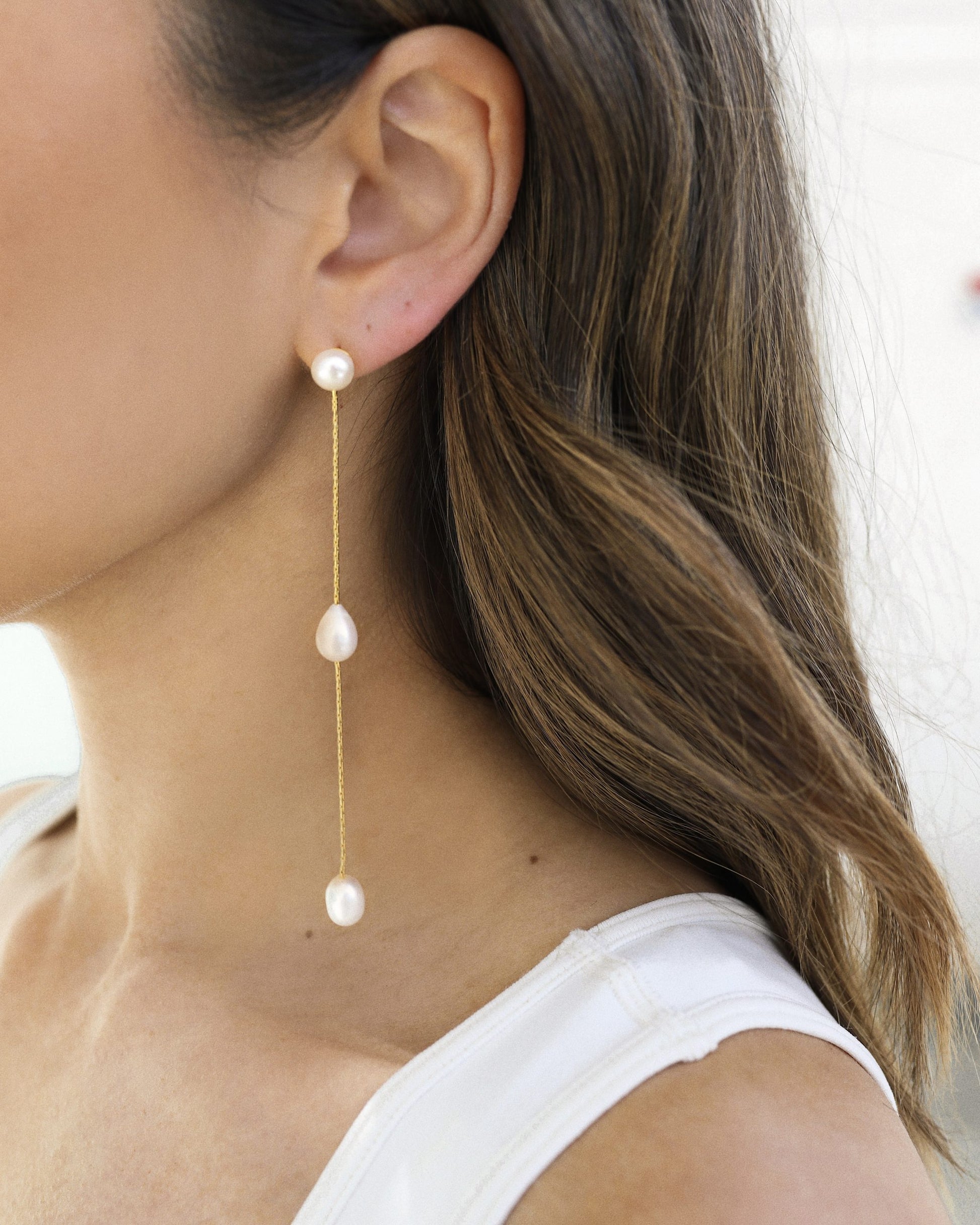athena pearl drop earrings