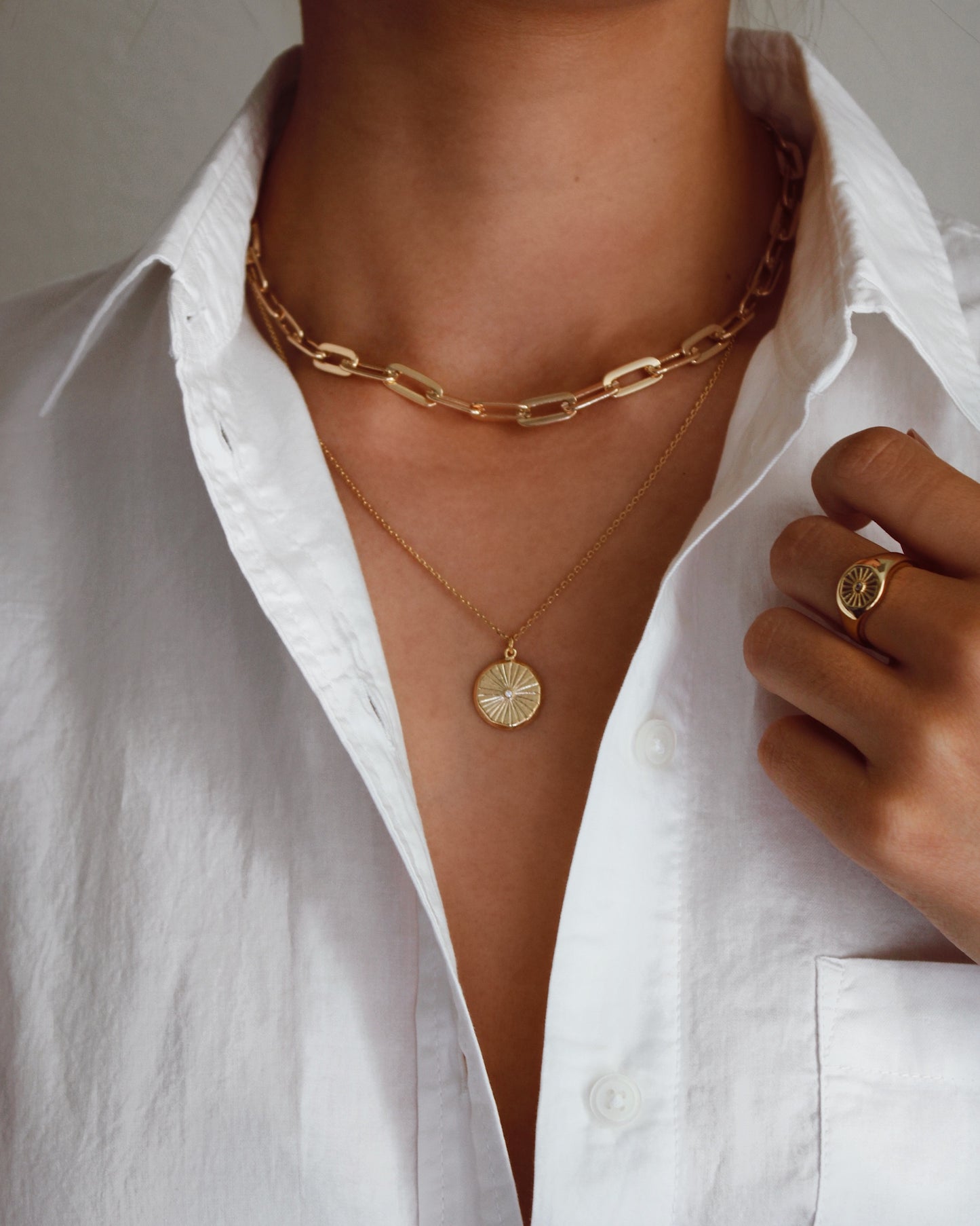 sunburst necklace and signet ring set sophiya jewelry